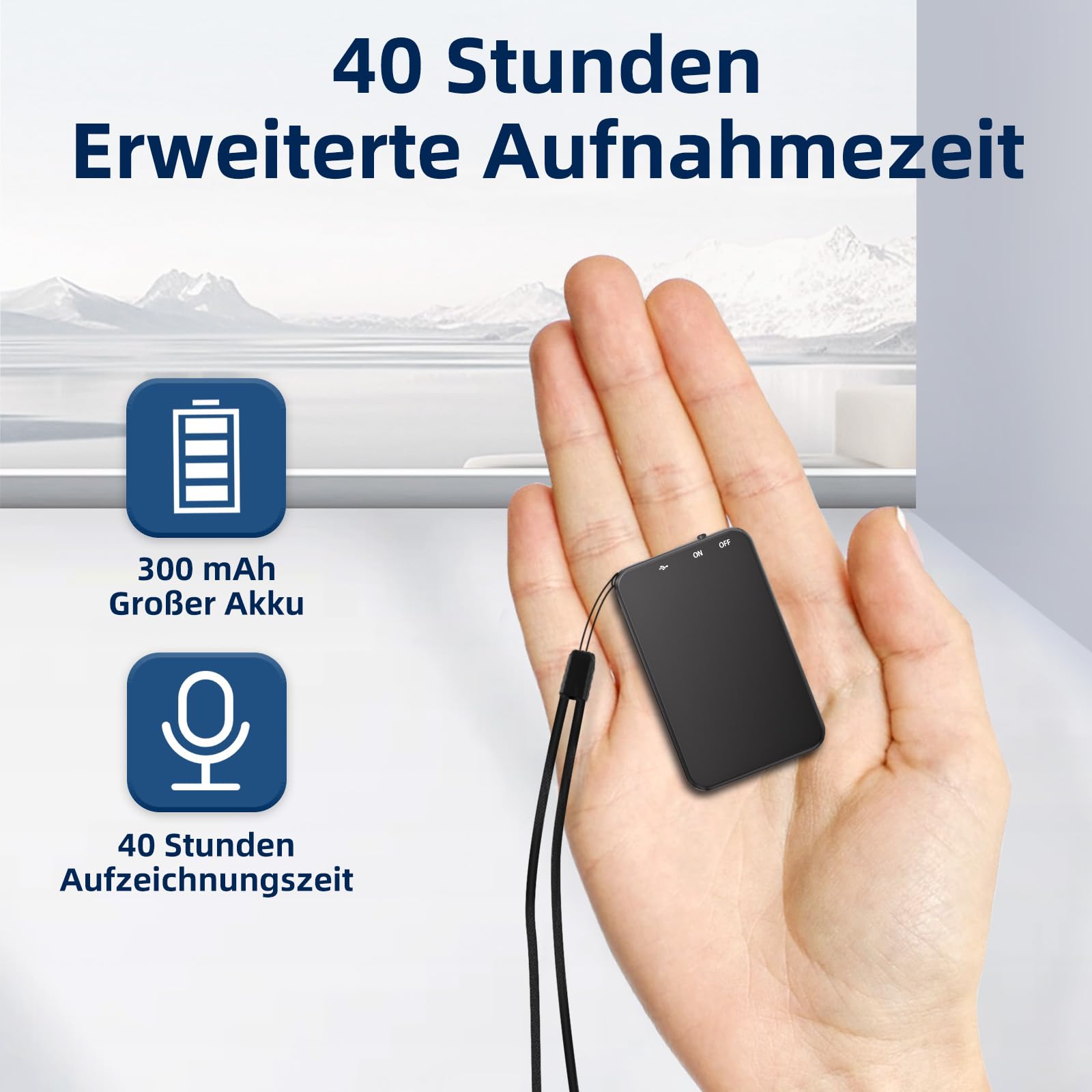 Diktiergerät Mini, Vandlion 32GB HD Aufnahmegerät mit 40 Stunden Aufnahme, USB C Digital Voice Recorder für Meetings Interviews Vortrag Vorlesung Kurse Konferenzen (Nur 5 mm Dünn)