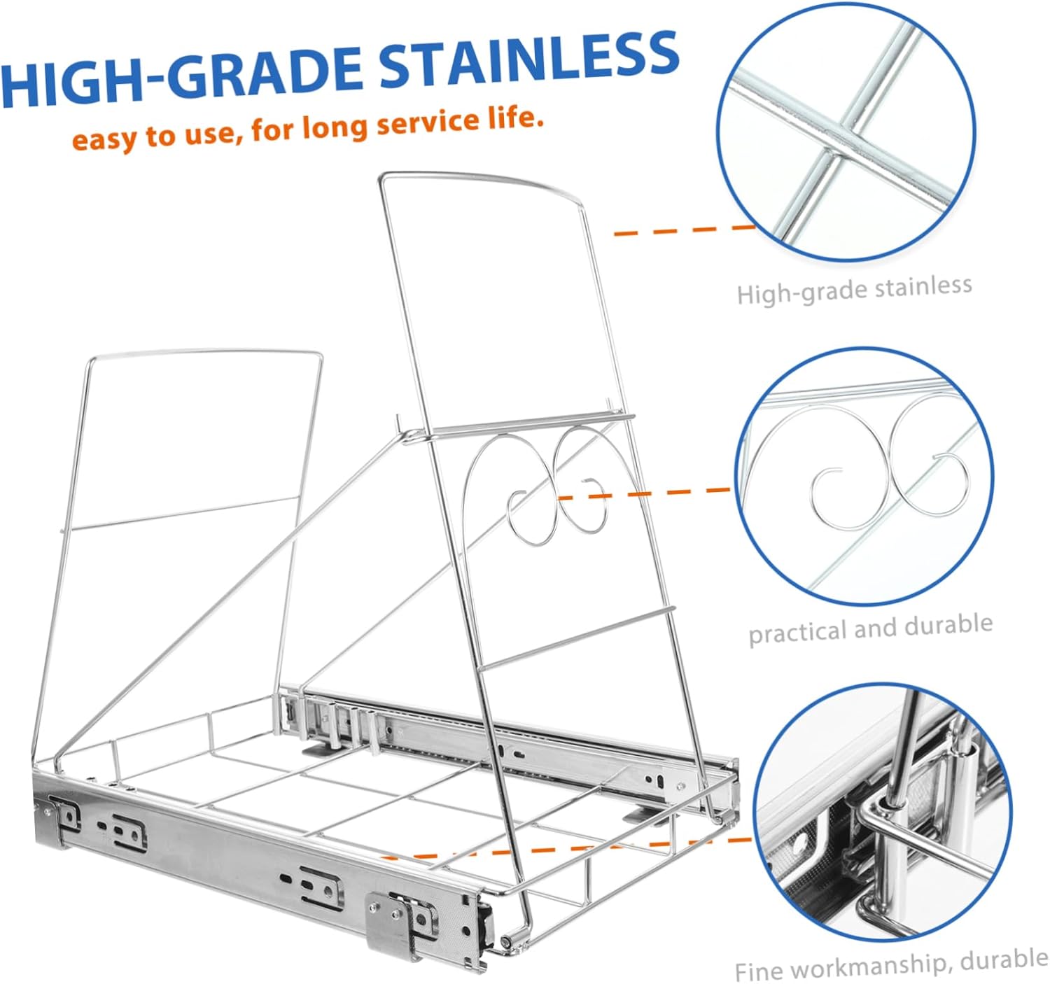Adjustable Pull Out Slider Shelf for Trash Can under Cabinet Kitchen Organizer Easy Install Space-saving Design for Home and Office Use