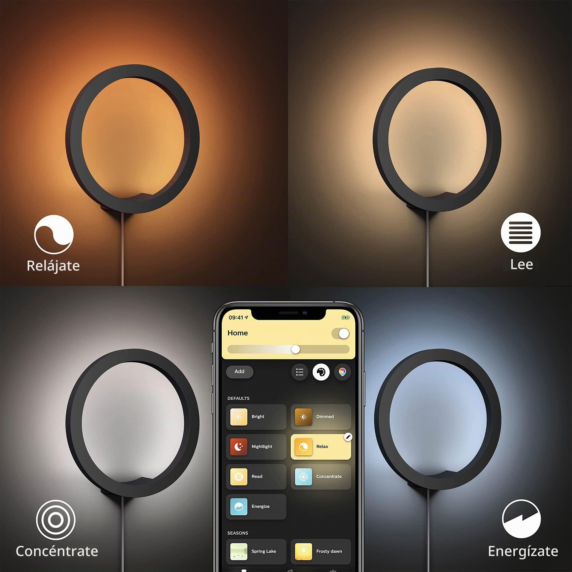 Philips Hue Lámpara, Hue Sana, Aplique Mural LED Inteligente, Luz Blanca, Compatible con Alexa y Google Home, Color Negro