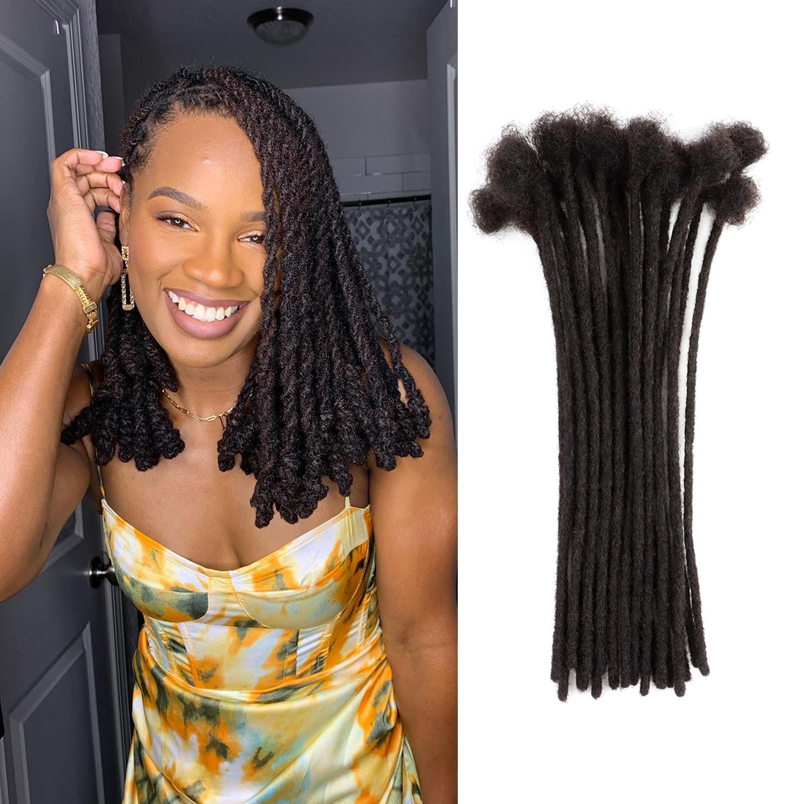 Dreadlock-Extensions aus Echthaar, 0,4 cm dick, für Herren/Damen, 30,5 cm, 100 Strähnen, handgefertigt, permanente Locs-Extensions, Echthaar, kann gefärbt und gebleicht werden