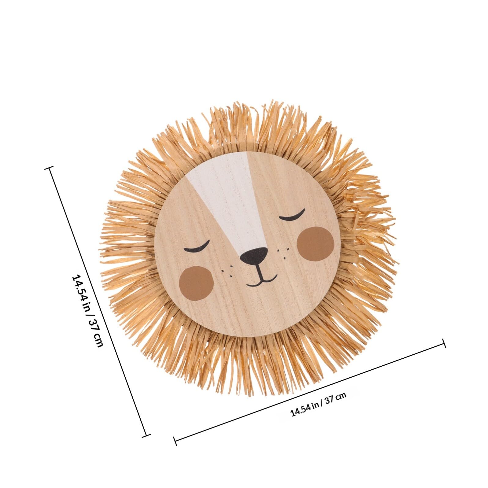 MAGICLULU Nordische Wanddekoration Löwenkopf aus Gewebtem Raffia für Cafés und Eingangsbereiche mit Kreativem Cartoon Design und Einzigartiger Handwerkskunst