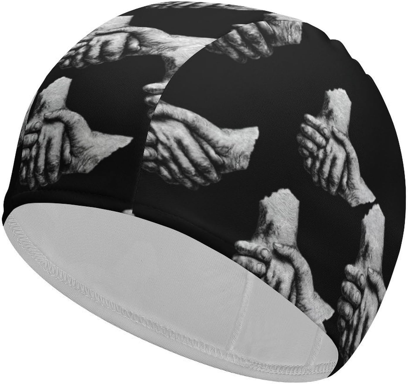 Hands in Hands Womens Swim Cap for Men Adult Swimming Hat Curly Short Medium Long Hair