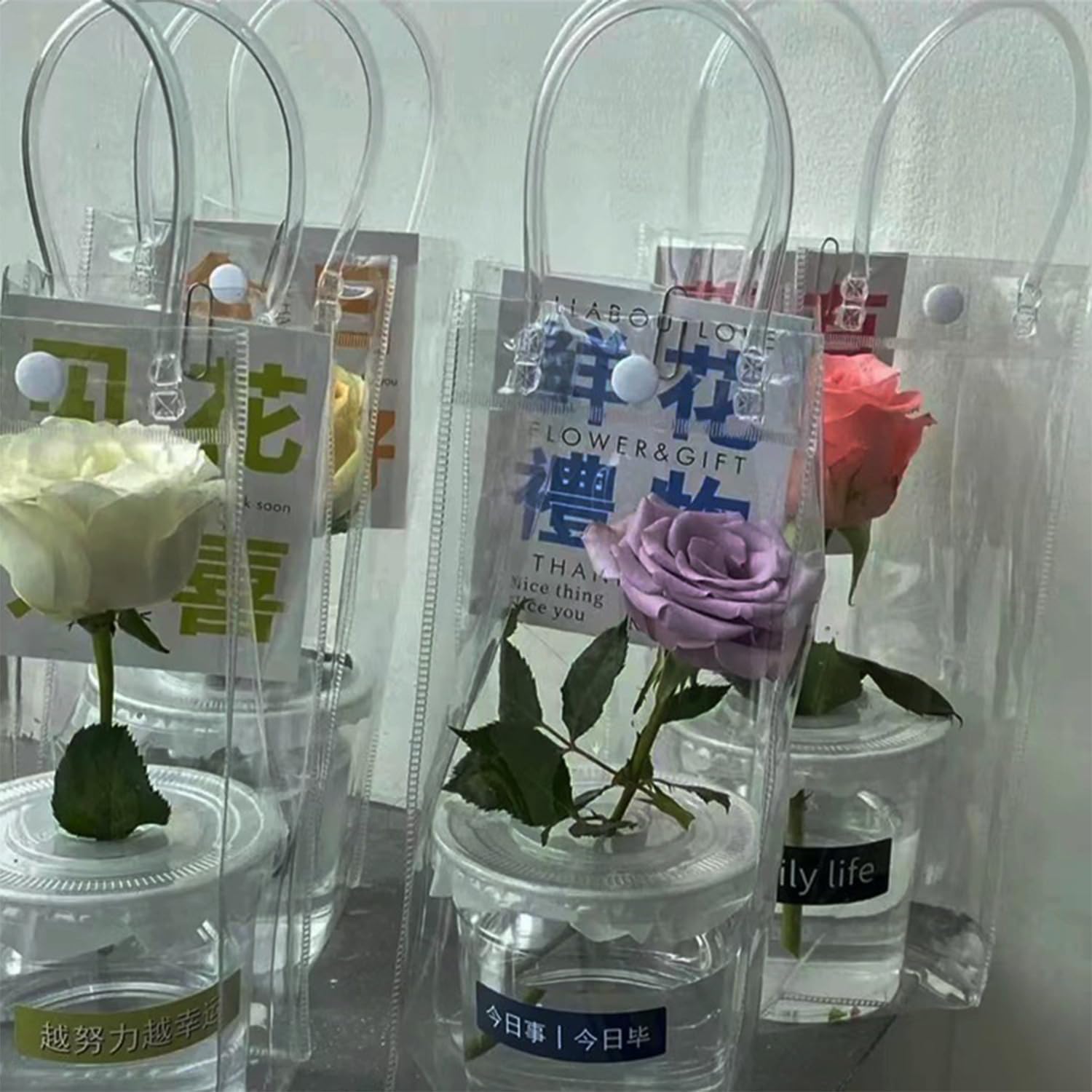 10 pezzi Champagne in PVC trasparente, Refrigeratori Per Bottiglie Trasparenti, Impacco di ghiaccio in PVC Champagne, Borsa Refrigerante Bottiglie con Manico (Aggiornamento senza perdite d'acqua)