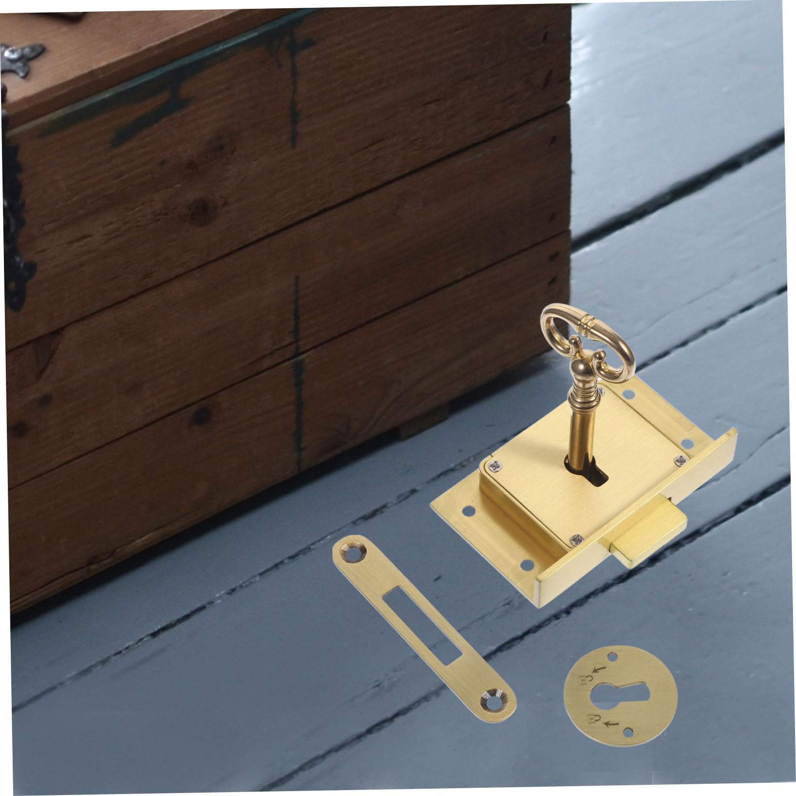 Serratura per Cassetto Vintage in Ottone, Set 1 Pezzo, Oro | Serratura Cassetto Scrivania per Legno, Chiusura Precisa e Sicura, per Cassetti e Scatola in Legno