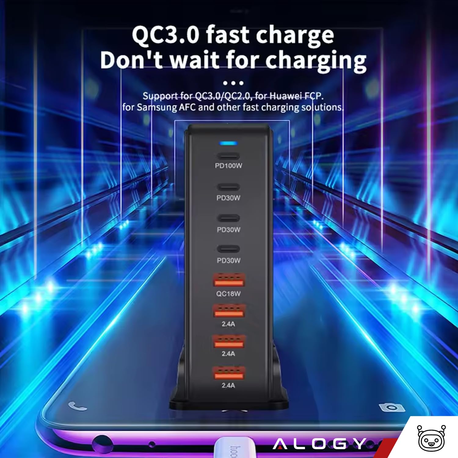 Caricabatterie 8 in 1 USB C 240 W, 8 porte USB C, PD QC PPS Ricarica rapida indipendente, caricabatterie rapido compatibile con MacBook Air, iPhone, iPad Pro, Google Pixel, Galaxy M35, realme, OnePlus