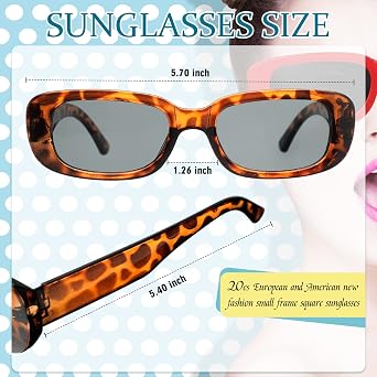 Zhehao 20 Pair Retro Rectangle Sunglasses Bulk