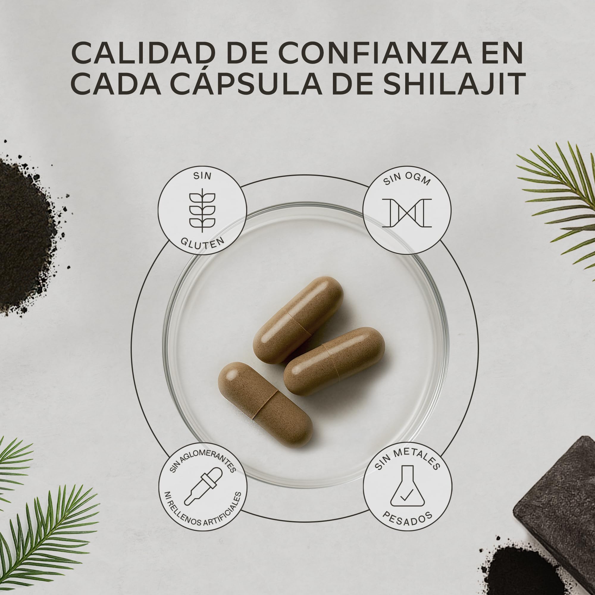 Shilajit Puro del Himalaya -36,000mg (Extracto 30:1) - 90 Shilajit Capsulas (No Shilajit Gummies) - con 50% de Acido Fulvico - Más Conveniente que el Resina de Silajhit - Rico en Minerales Traza