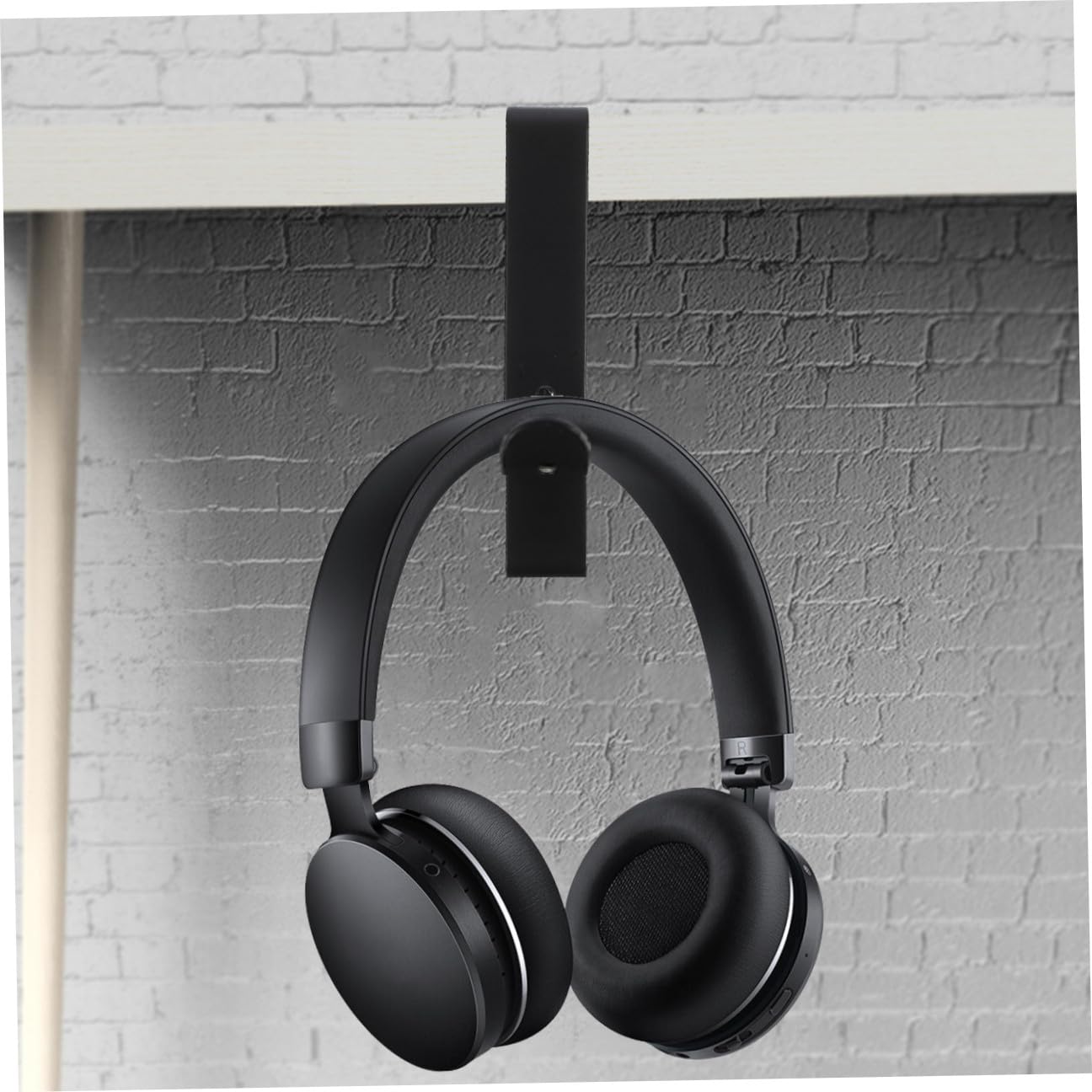 Angoily 2pezzi Supporto Per Cuffie Da Muro Ferro Gancio Per Headset Da Tavolo Organizer Per Auricolari Stabile e Resistente Per Casa Ufficio e Cafe Nero