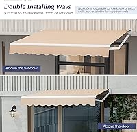 Vista 5 de Giantex Toldo retráctil para patio – Refugio solar de 10 x 8.2 pies con manivela manual fácil, estructura de metal resistente, toldo exterior