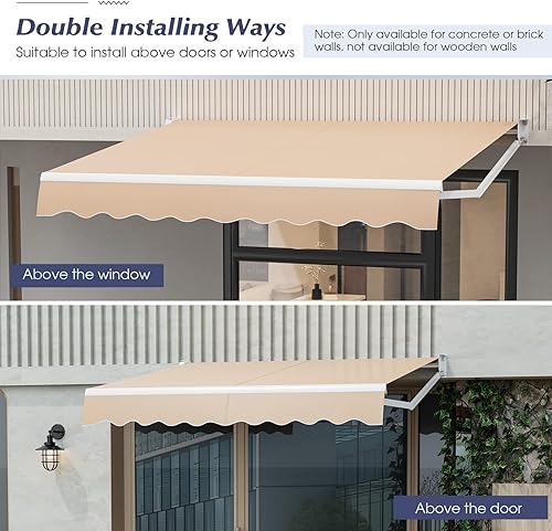 Miniatura 5 de Giantex Toldo retráctil para patio  Refugio solar de 10 x 8.2 pies con manivela manual fácil, estructura de metal resistente, toldo exterior de