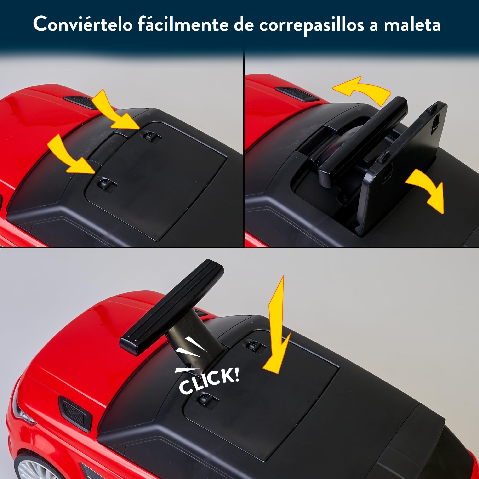 FEBER Range Rover Foot to Floor and Suitcase 2 en 1 Maleta Infantil para Viajes Coche Correpasillos Rojo
