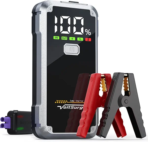 6000A Jump Starter, VoltSurge Jumper Starter Portable for Up to 7.0L Gas & 5.5L Diesel Engines, 12V Car Battery Charger, Jump Box Battery Pack with LCD Display and LED Light