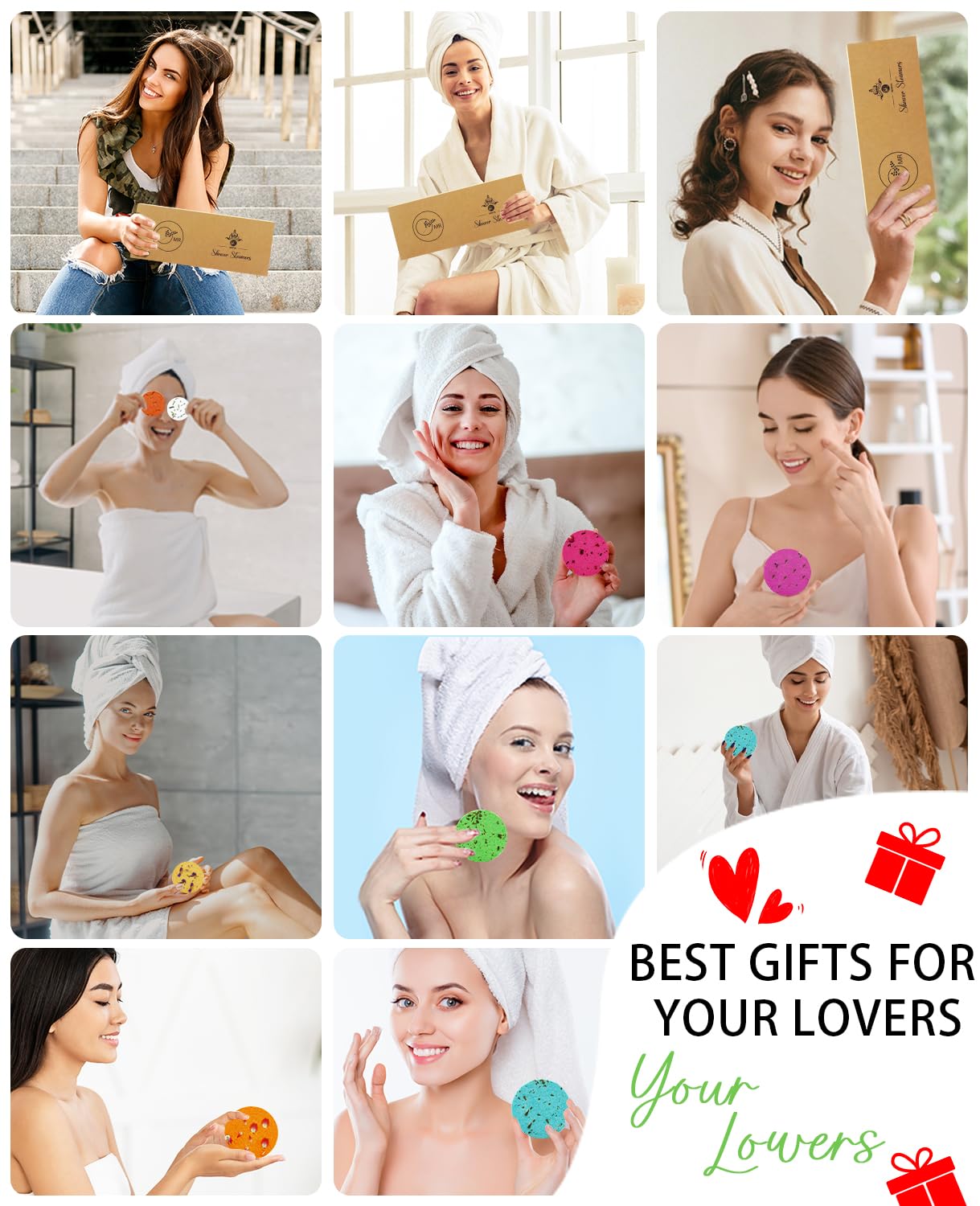 Shower Steamers Aromatherapy - 8 Pack Organic Shower Bombs with Natural Essential Oil, Self Care and Stress Relief Birthday Gifts for Women Men, Home Spa Gifts for Her Mom Wife, w/Tray