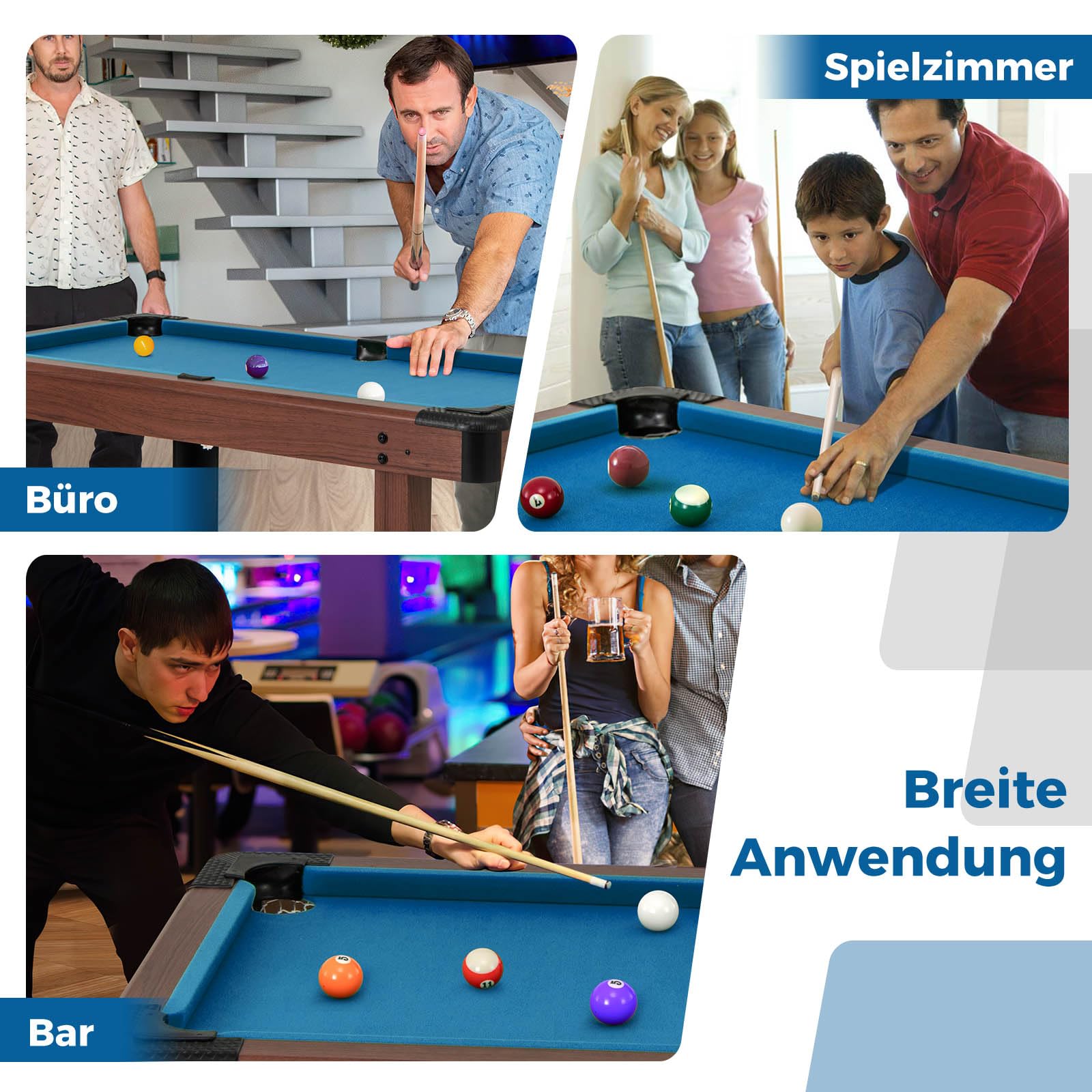 DREAMADE Mini Billardtisch mit Zubehör für Erwachsene & Kinder, Tischspiel Pool-Billardtische Tischbillard, Billiard Tisch 122 x 61 x 76 cm