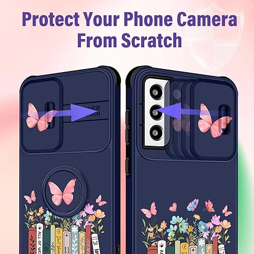 Miniatura 4 de Funda 2 en 1 para Samsung Galaxy S21 para mujeres, linda funda de teléfono para niñas, diseño de flores, mariposa, bonito diseño Kawaii con funda
