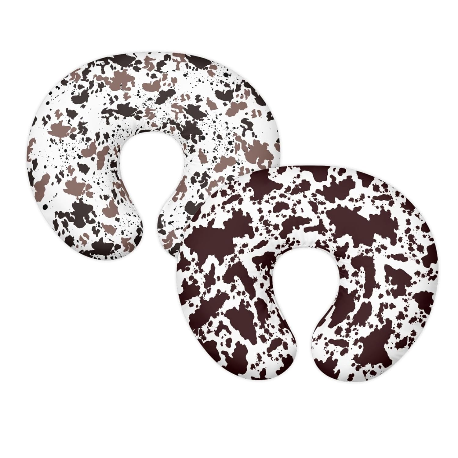 GOSTONG Brown Cowhide Nursing Pillow Cover for Baby Girl Boy Removable Cover for Breastfeeding Pillows Fits Newborn Feeding Pillow Slipcover Protective 2 Packs