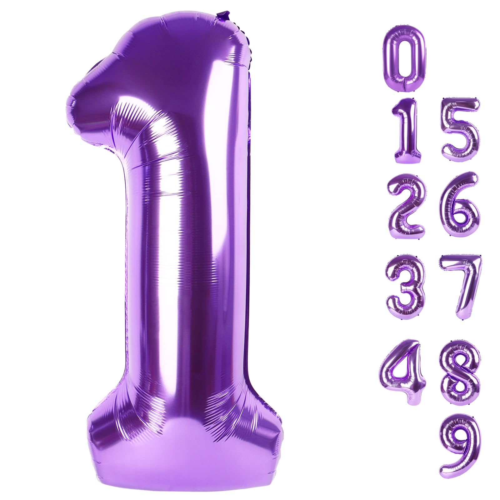 Number Balloons 1, 40 Inch Ballons for Girl Boy 1st 1 11 21 Birthday Decorations Baby Shower Photo Shoot, Purple One Balloons