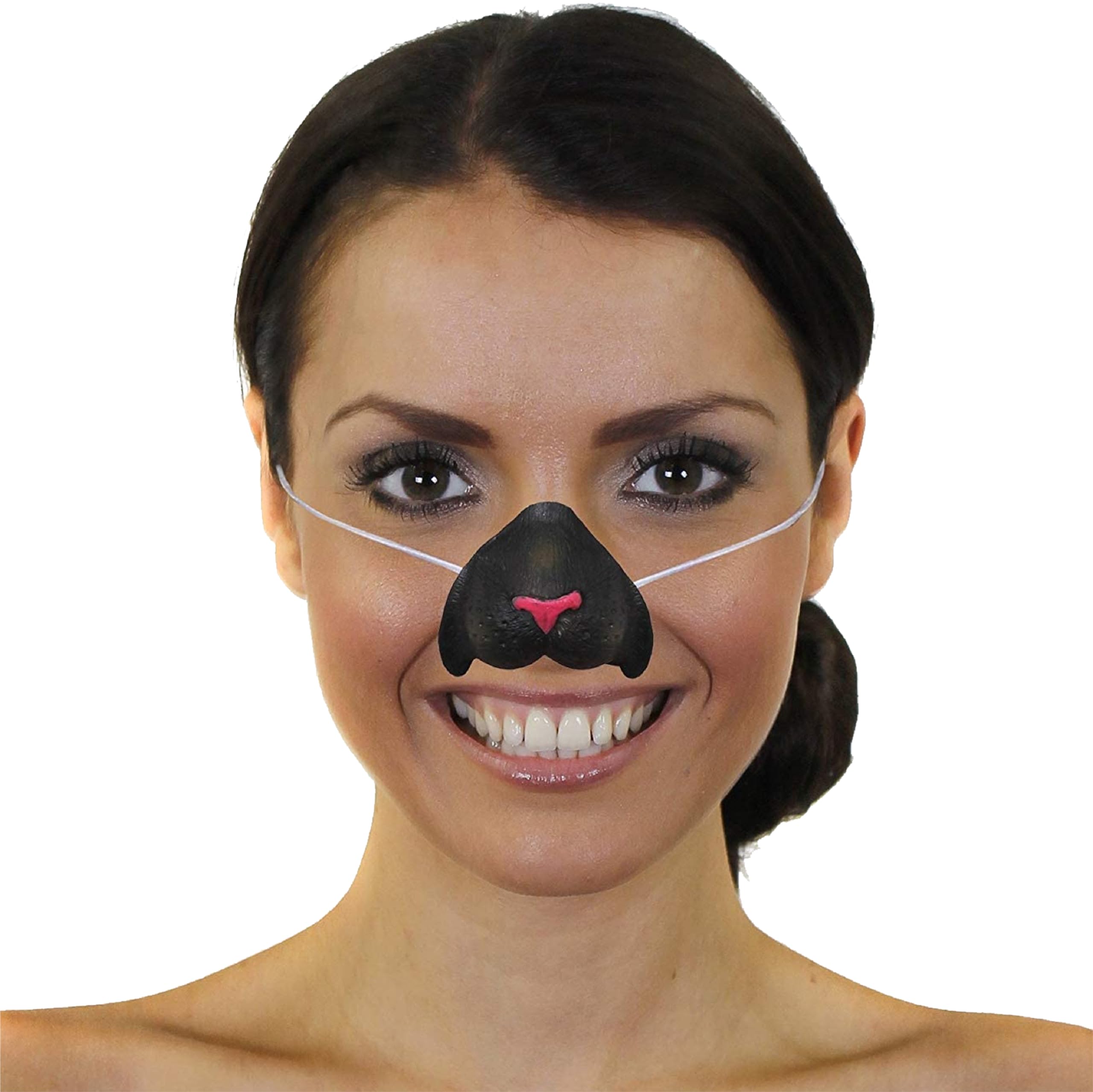 Cat Nose Costume Accessory - Pack of 6 - Black Cat Nose on an Elastic String - Adults Book Week World Book Day Halloween Fancy Dress Costume Accessory