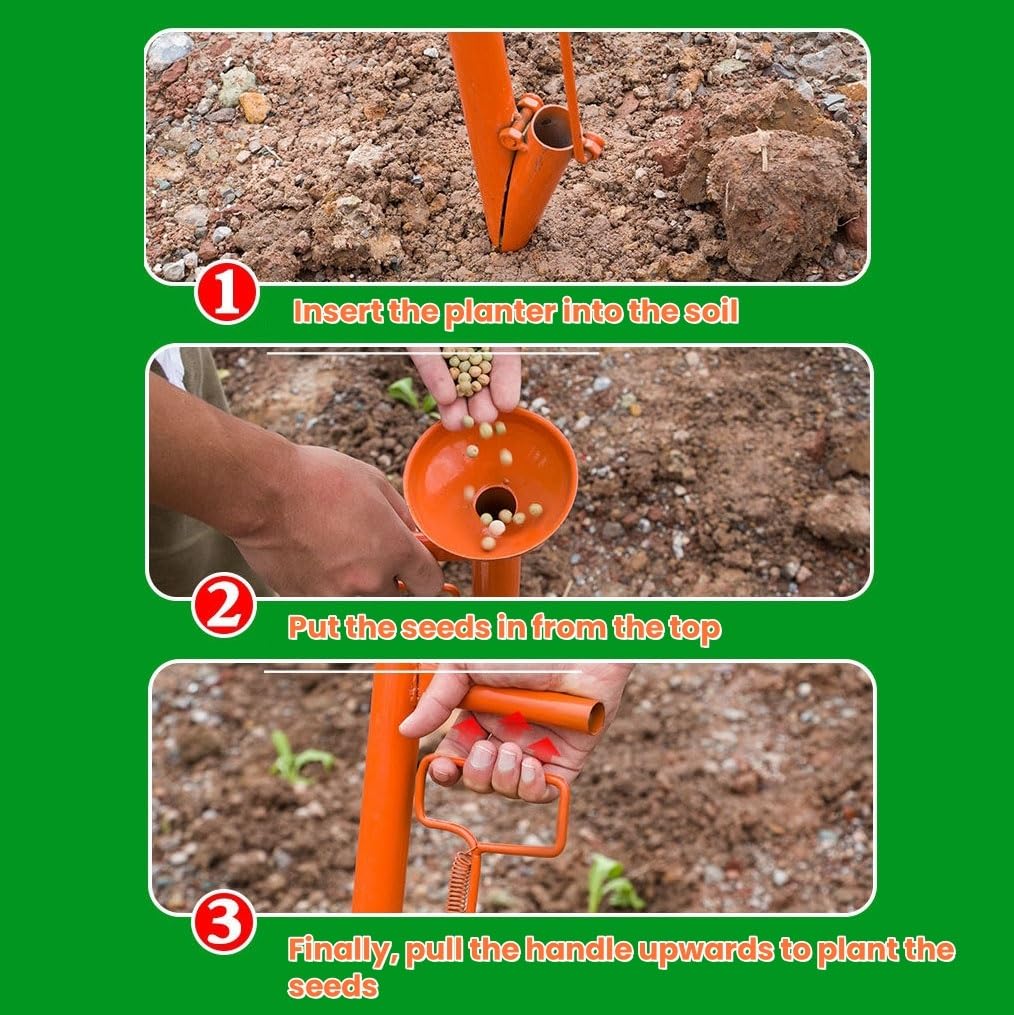 Semoir manuel pour jardinage et agriculture, design debout avec pédale pour semis et fertilisation efficaces sur terrain dur et boueux