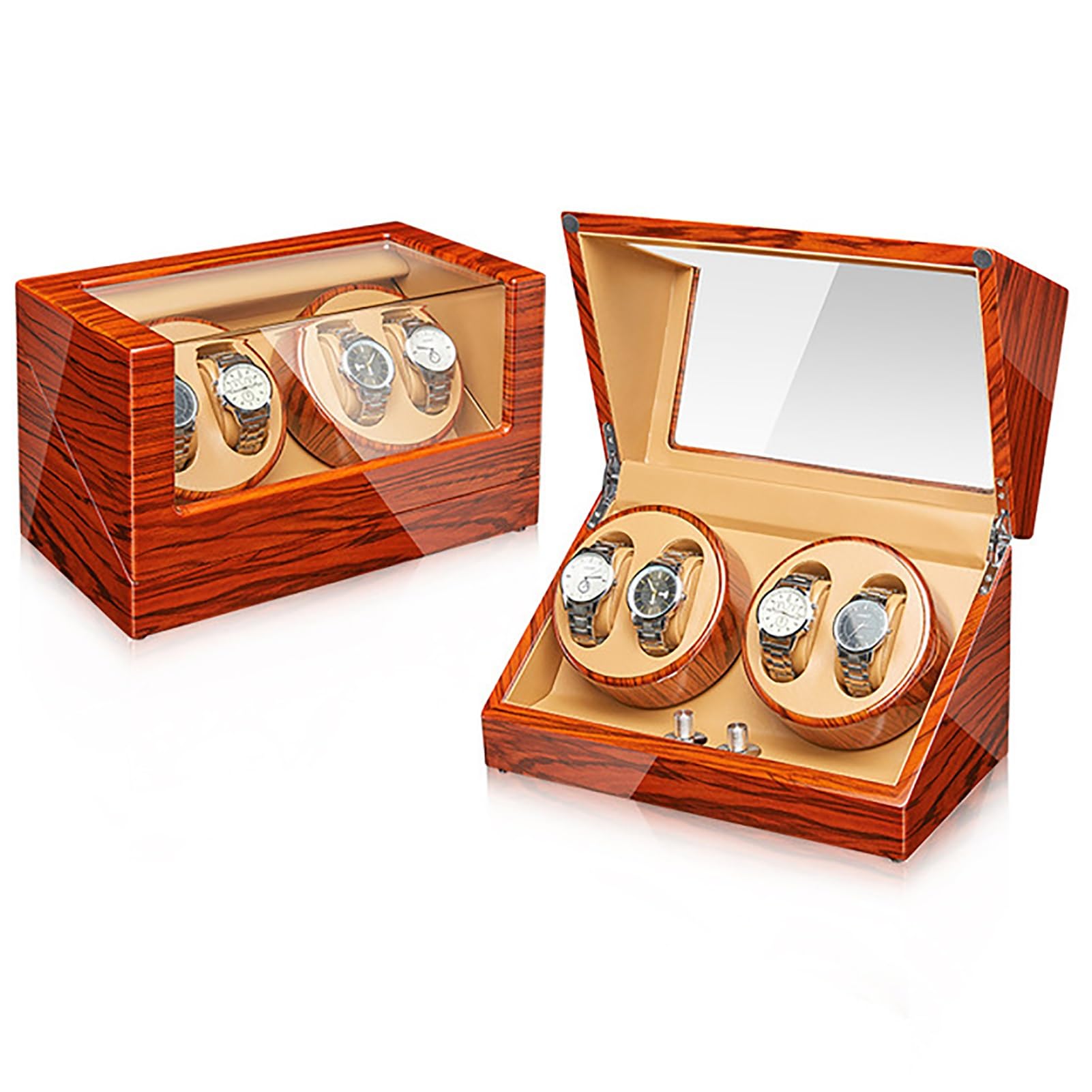 MYUYEE Automatic Watch Winder For 4 Watches Electric Rotating Winding Watch Shaker Box With Quiet Motor Self-Winding Mechanical Watch Storage Display Case (G)