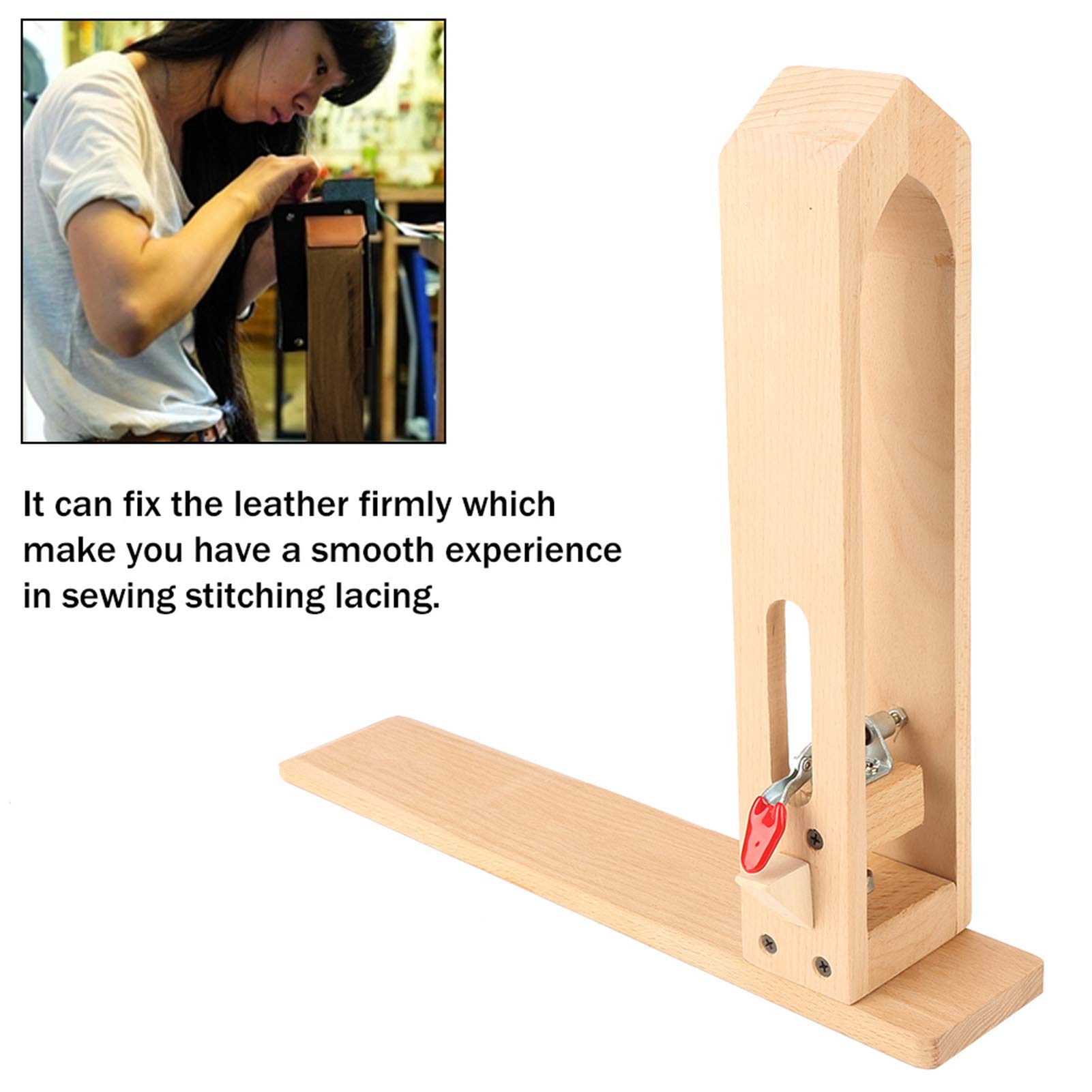 Litthing Supporto Per Cucito In Legno Regolabile - Ideale Per Lavorare Cuoio E Materiali Spessi - Foto 8