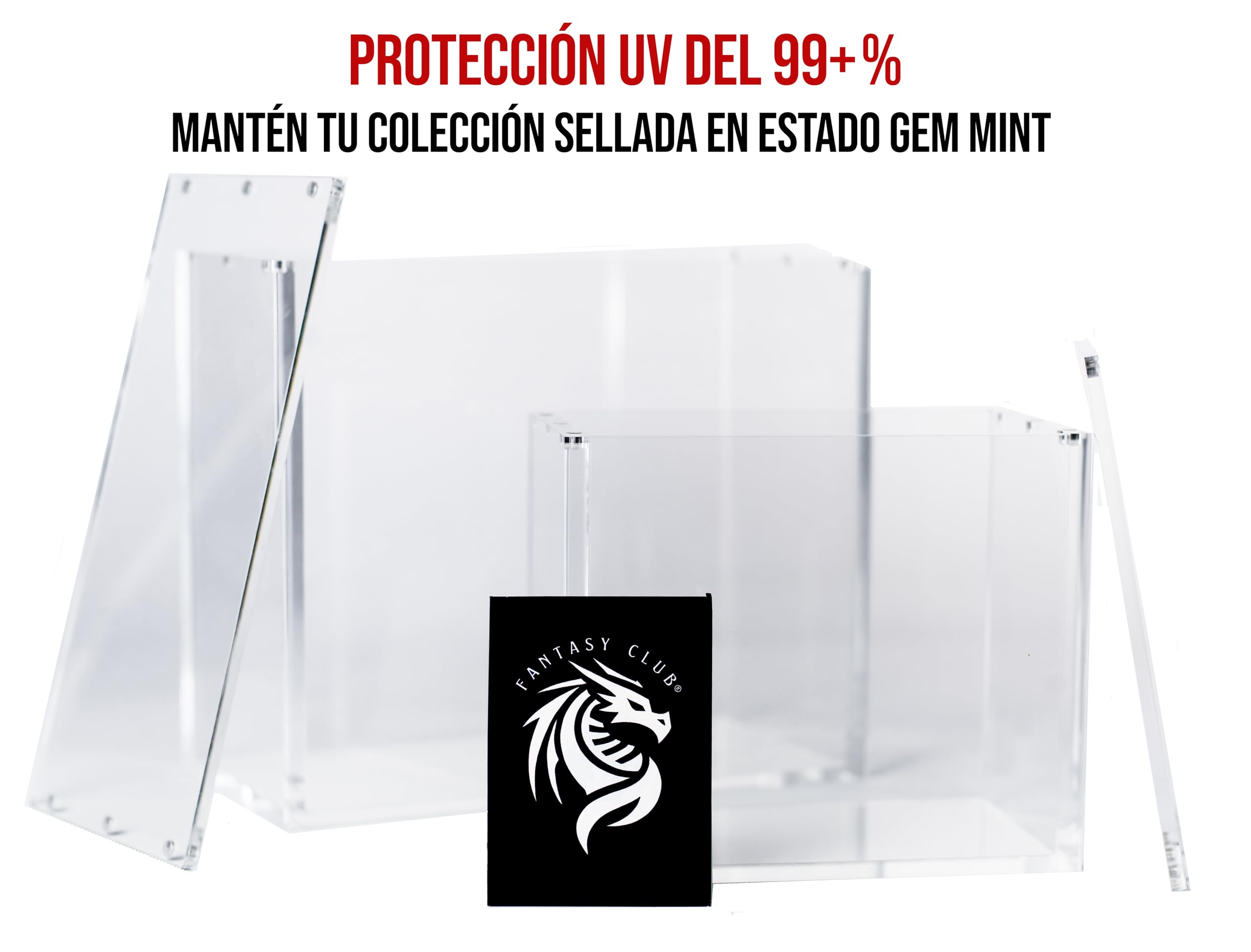 FANTASY CLUB | Caja Acrílica para Elite Trainer Box – Acrílico ultra grueso de 8 mm + 5 mm con imanes fuertes y protección UV del 99+ % | Eleva tu colección sellada y conserva tus ETB impecables