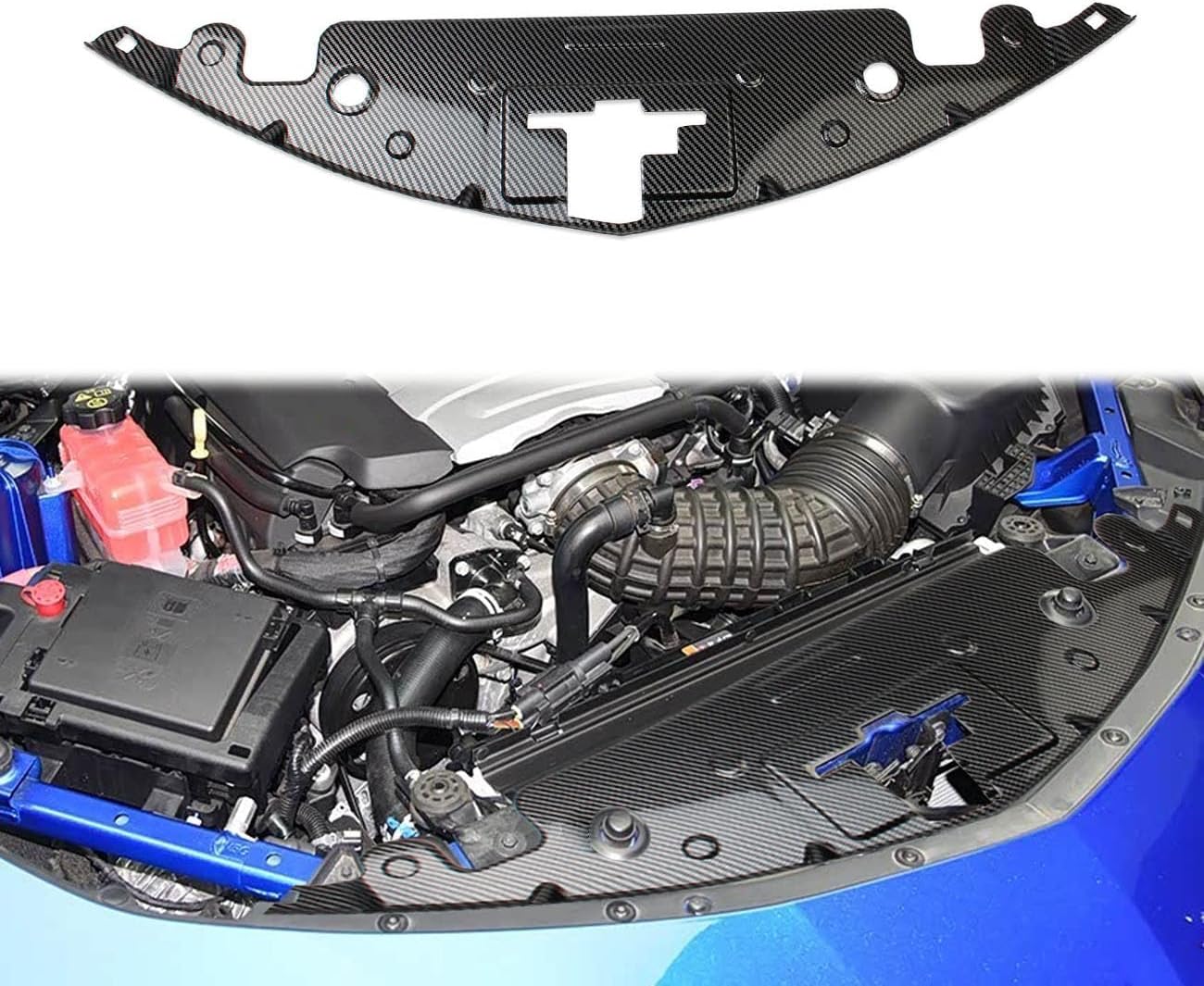 Carbon Fiber Style Engine Hood Lock Panel Trim Cover Accessories for 2016-2024 Chevrolet Camaro