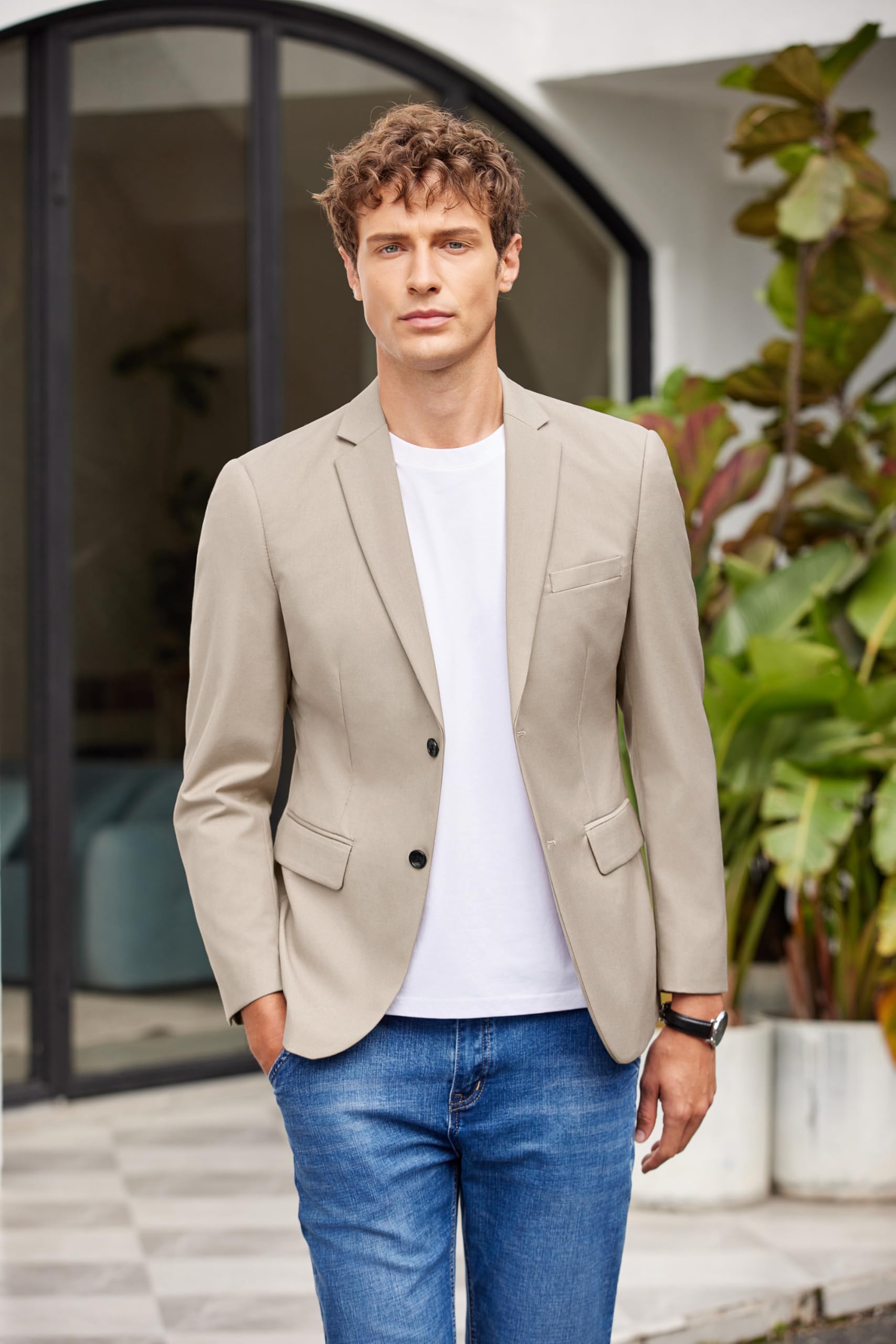COOFANDY Sakko Herren Sportlich Blazer Herren Regular Fit Anzugjacken Freizeit Jackett Freizeit Khaki XL