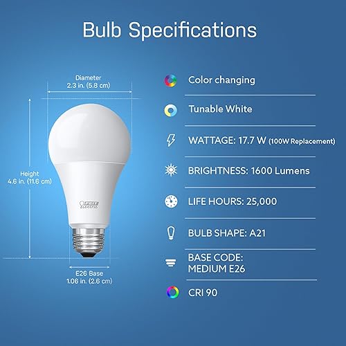 Miniatura 2 de Feit Electric - Bombilla LED inteligente, WiFi, regulable, no requiere concentrador, apta para Alexa Google Assistant A19
