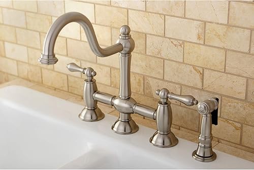 Miniatura 5 de Kingston Brass KS3792ALBS Grifo de cocina de puente de restauración, 9 pulgadas, latón pulido