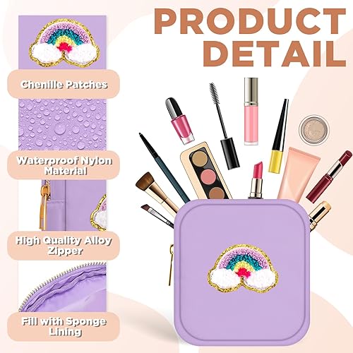 Miniatura 5 de Zubebe Paquete de 6 bolsas de maquillaje con parches de preparación, bolsas de aseo y artículos de aseo personal, bolsa de nailon con letras de