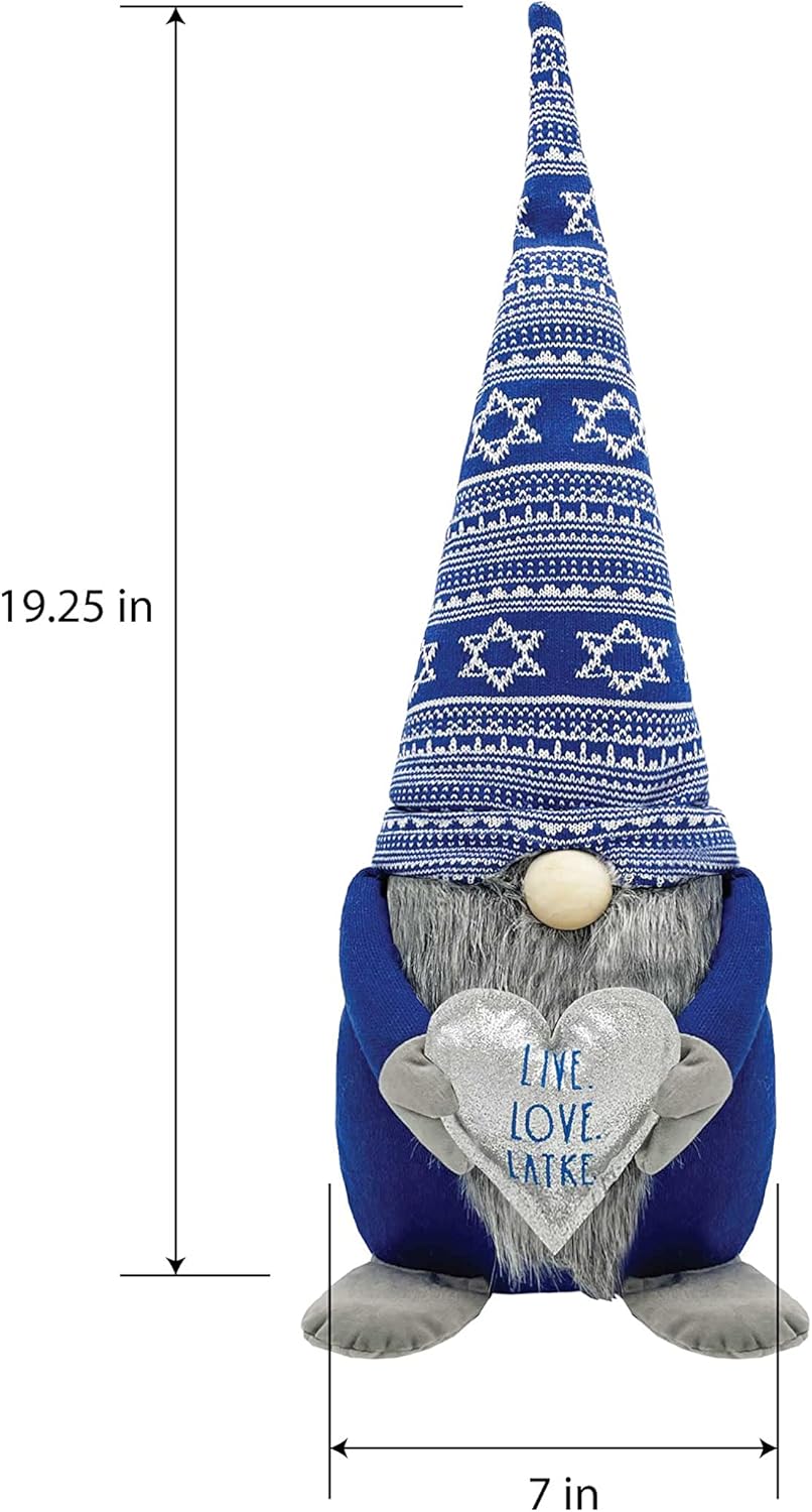 Rae Dunn Hanukkah Gnome - Home Decor Decorations - Scandinavian/Swedish/Nordic Tomte Nisse Plush Figurine - 19" Elf with Heart Ornament for Shelf, Table, Desk Décor