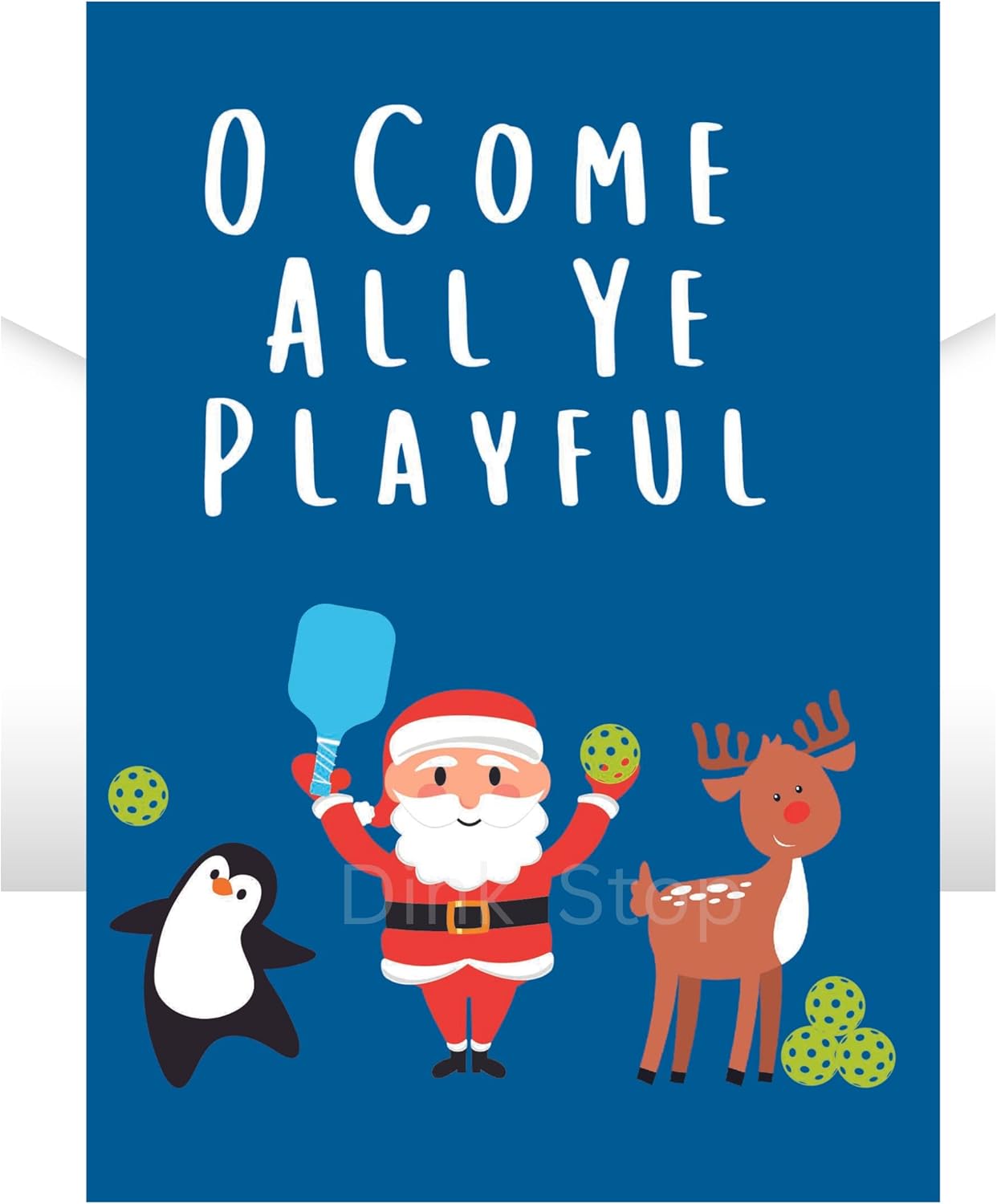 12 O Come All Ye Playful Pickleball Christmas Cards with Envelopes | 7 x 5 Inch Holiday Pickleball Cards | Quality Card Stock for Pickleball Gifts