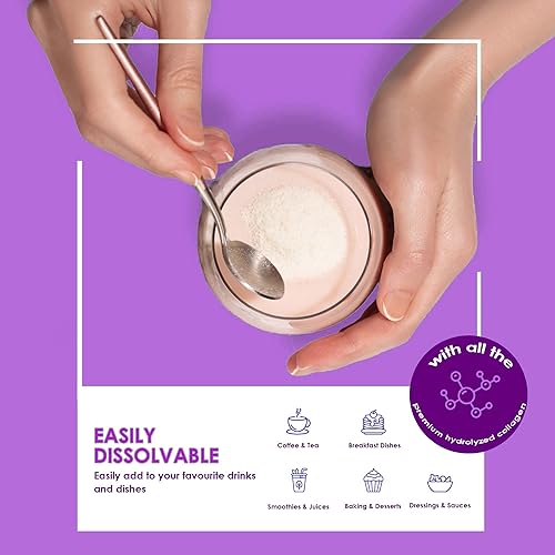 Miniatura 6 de Péptidos de colágeno múltiple en polvo, 1 libra, péptidos de proteína hidrolizada Tipo I, II, III, V, X, péptidos de colágeno hidrolizados