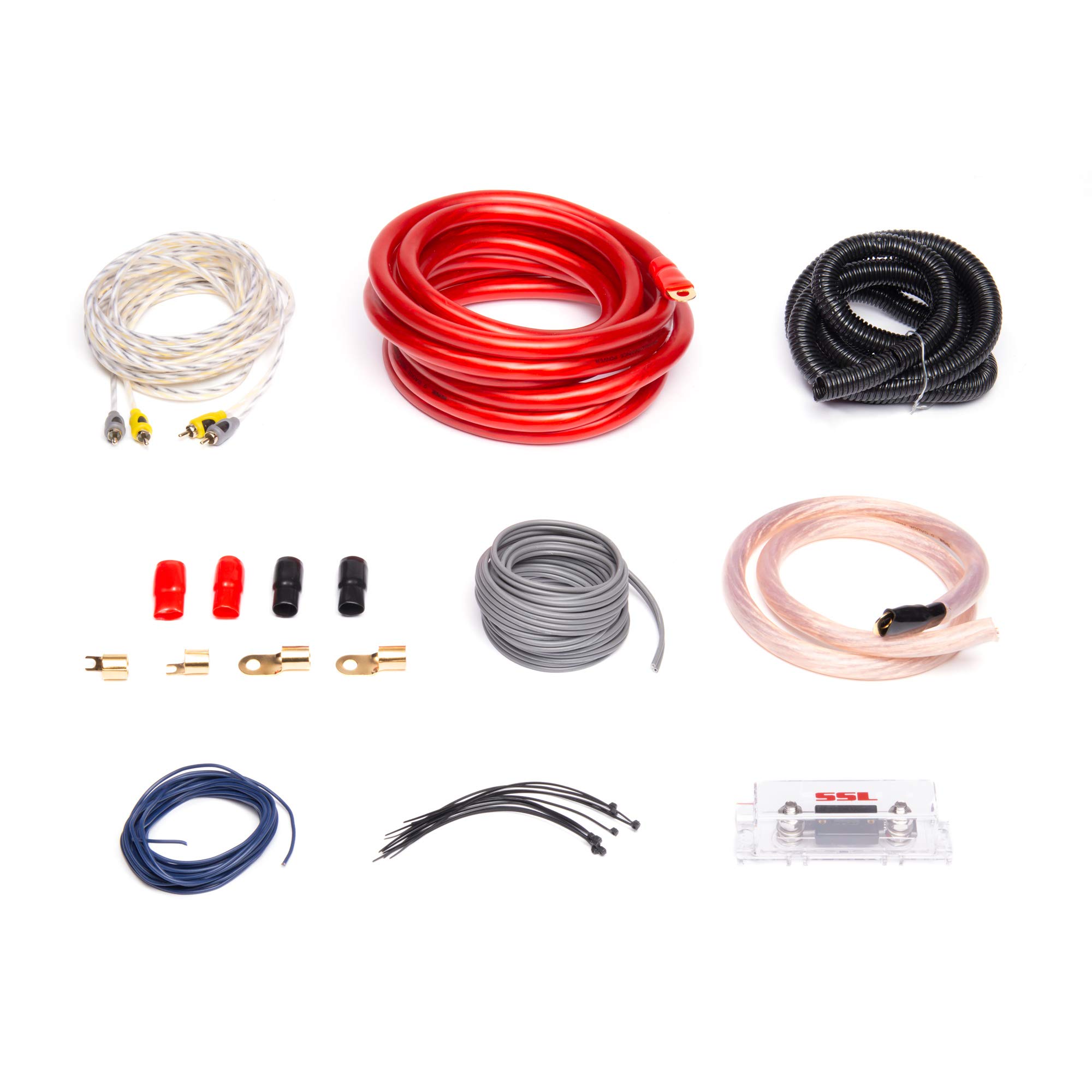 Sound Storm LaboratoriesAKS0 0 Gauge Amplifier Installation Wiring Kit - A Car Amplifier Wiring Kit Helps You Make Connections and Brings Power to Your Radio, Subwoofers and Speakers