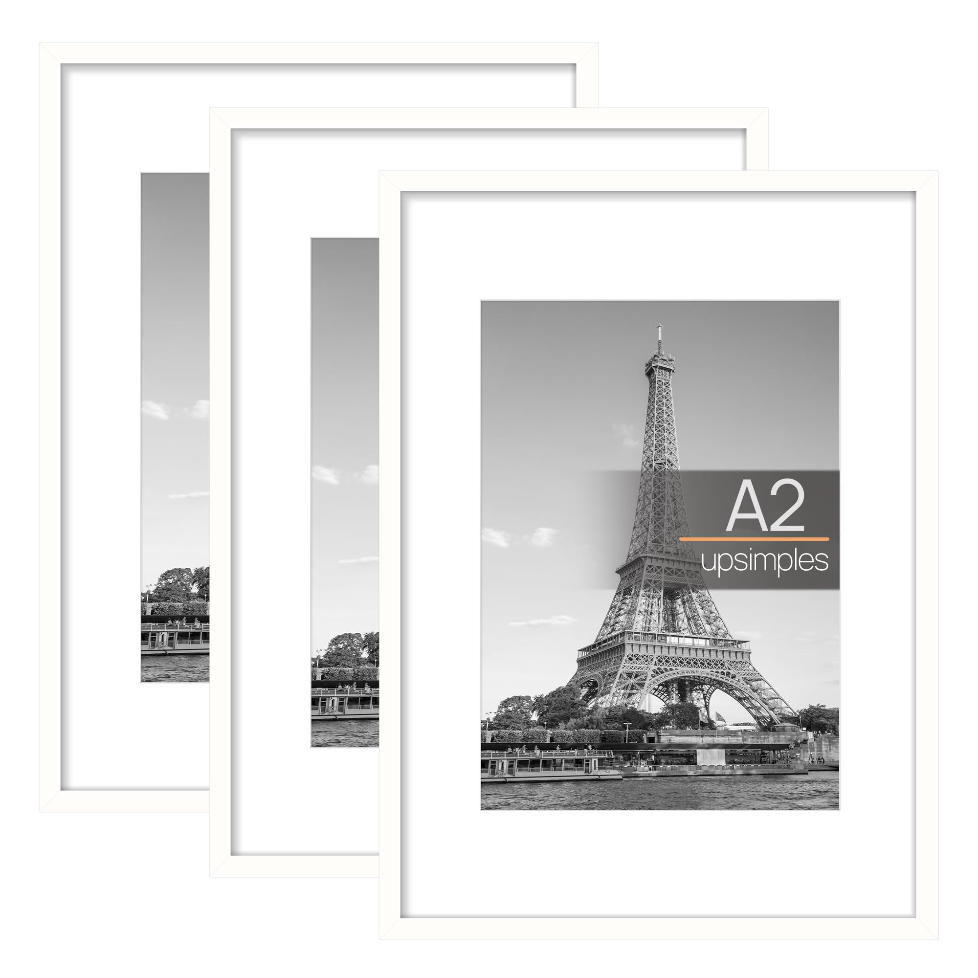 upsimples A2 Picture Frame, 3 Pack White Photo Frame, A2 Frames 42 x 59,4cm