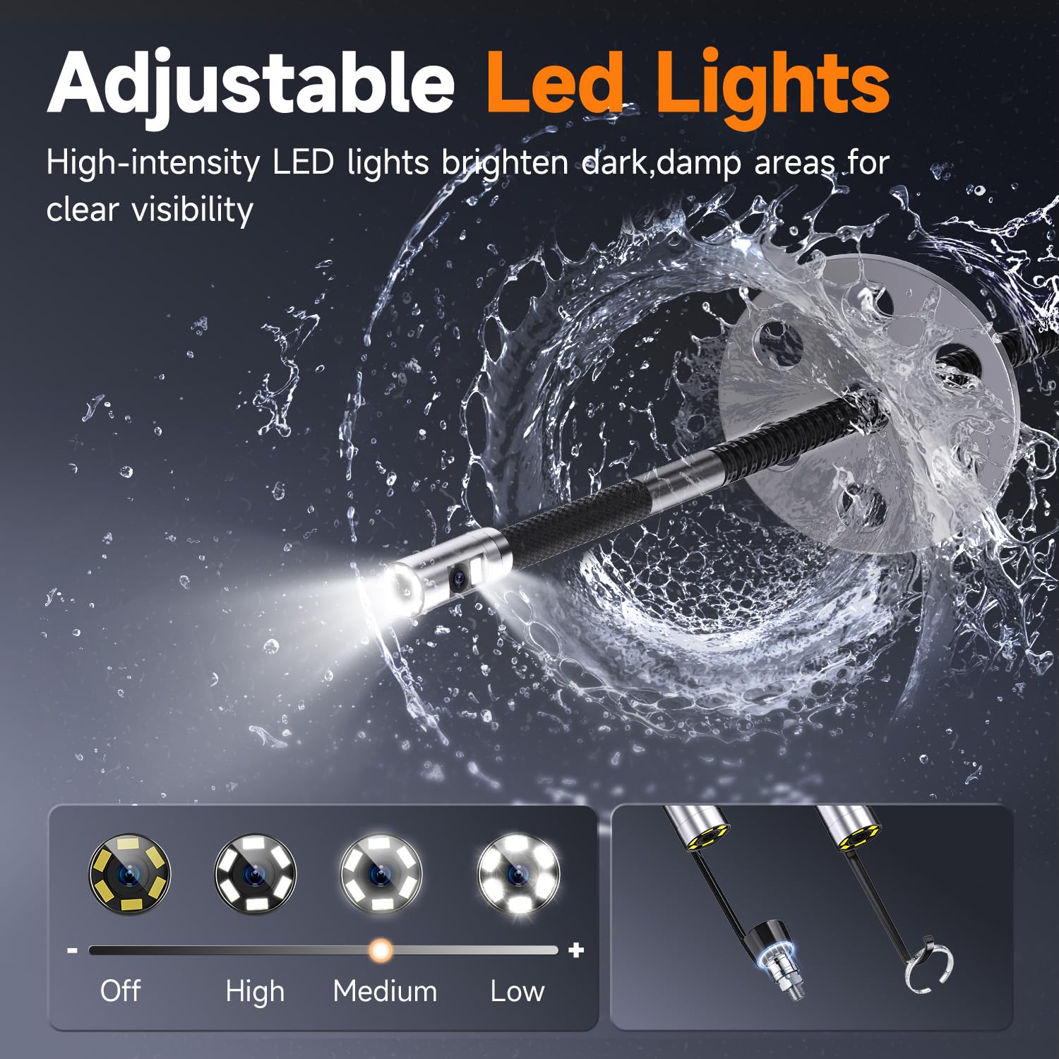 FOXWELL 6,5mm Doppelobjektiv Endoskopkamera mit Licht 220° Beweglicher Kopf | 1080P HD IPS Bildschirm, IP67 wasserdicht, 1,6m Flexibles Kabel, Rohr- & Kanalkamera für Werkstatt, Handwerk & Industrie