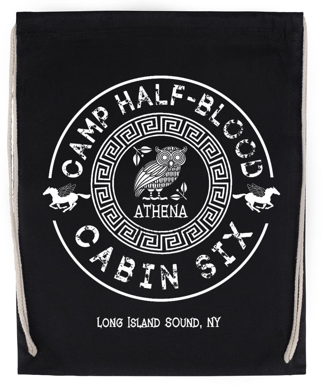 Cabin Six Athena Camp Half-Blood torba sportowa ze sznurkiem ściągającym czarna torba sportowa, czarny