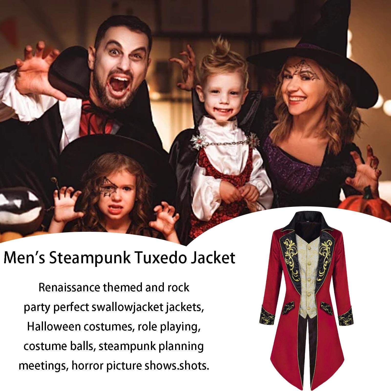 Męska Kurtka w Steampunk Gotycki Średniowieczny Halloween Wiktoriański | Renesansowe Ubrania Wiktoriański Płaszcz na urodziny, święta, imprezy, bal maskowy, teatr i scenę, wydarzenia, wese