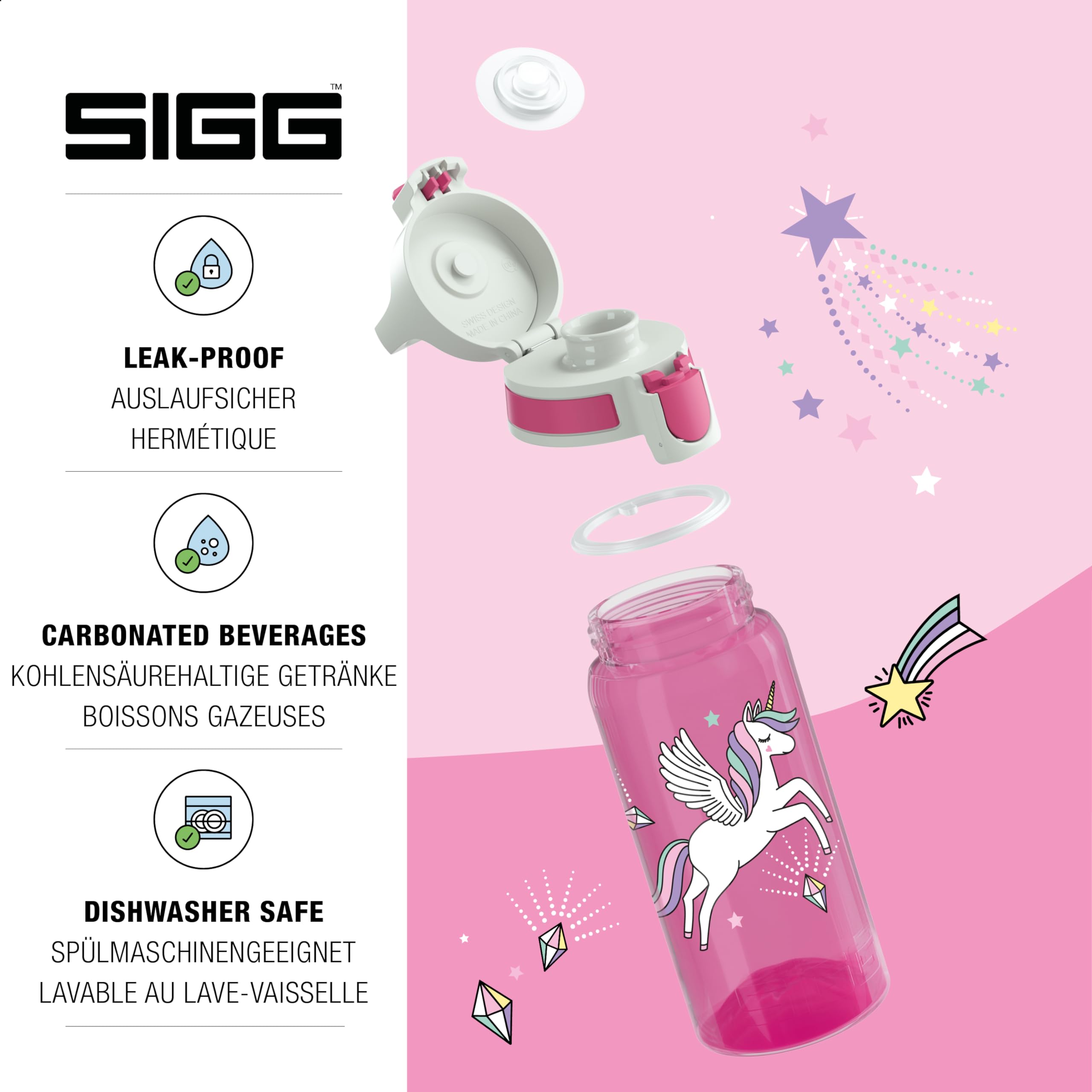 Sigg, Sports Water Bottle For Kids, Viva One Unifly, Suitable For Carbonated Drinks, Leakproof, Dishwasher Safe, BPA Free - Image 3