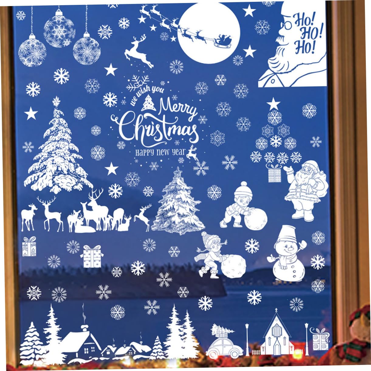5 Juegos Pegatinas Navideñas La Ventana Del Muñeco De Nieve Se Aferra Decoraciones De Pared De Navidad Neón Christmas Tree Xmas Tree Ventana De Navidad Se Aferra 9 Hojas * 5 Cabilock
