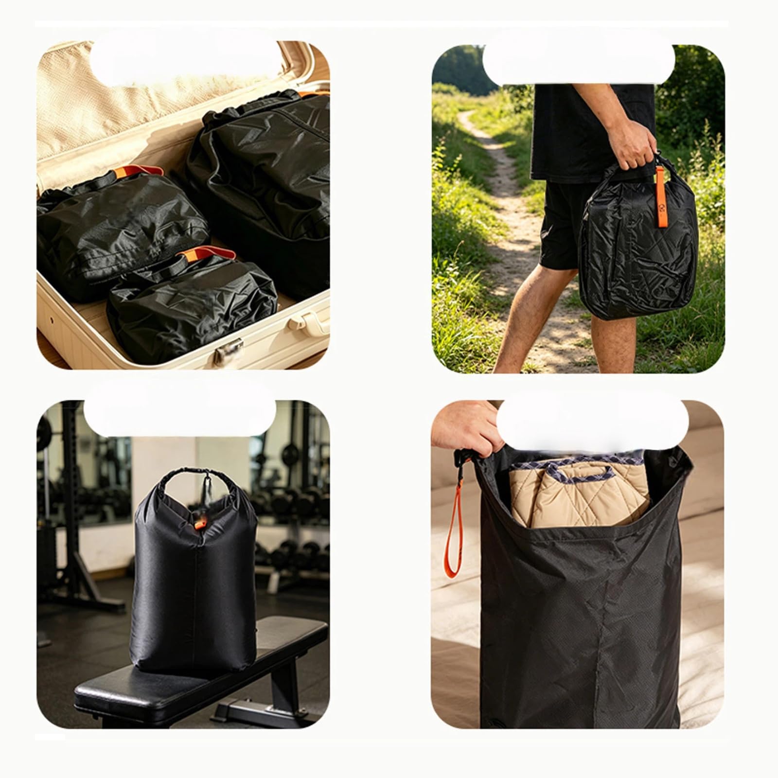 Borsa Viaggio Compressione Arrotolabile Nylon Sotto Vuoto(nero-s) | Valvola Unidirezionale, Guarnizione In Gomma, Grande Capacità, Antipolvere, Senza Pompa Per Vuoto