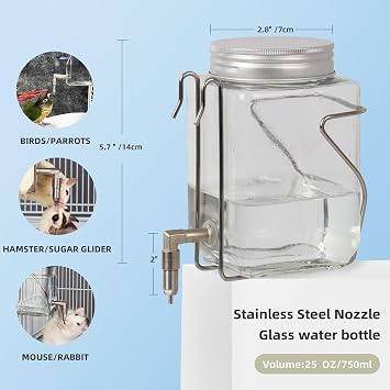 Guinea Pig Watter Bottle, Rabbit Non drip Water Dispenser, Suitable for Totoro, Birds, Hamsters, Guinea Pigs, and Other Small Animals(25 oz)
