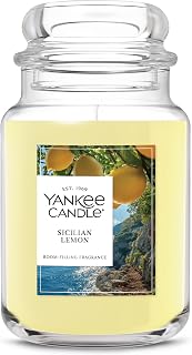Yankee Candle Sicilian Lemon Large Jar Scented Candle - 22oz, 150 Hour Burn Time, Zesty Citrus with Vanilla, Giftable Holiday Fragrance