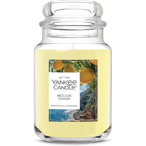 Yankee Candle Sicilian Lemon, Scented Candle, 22oz Large Jar with up to 150 Hour Burn Time, Giftable, Holidays