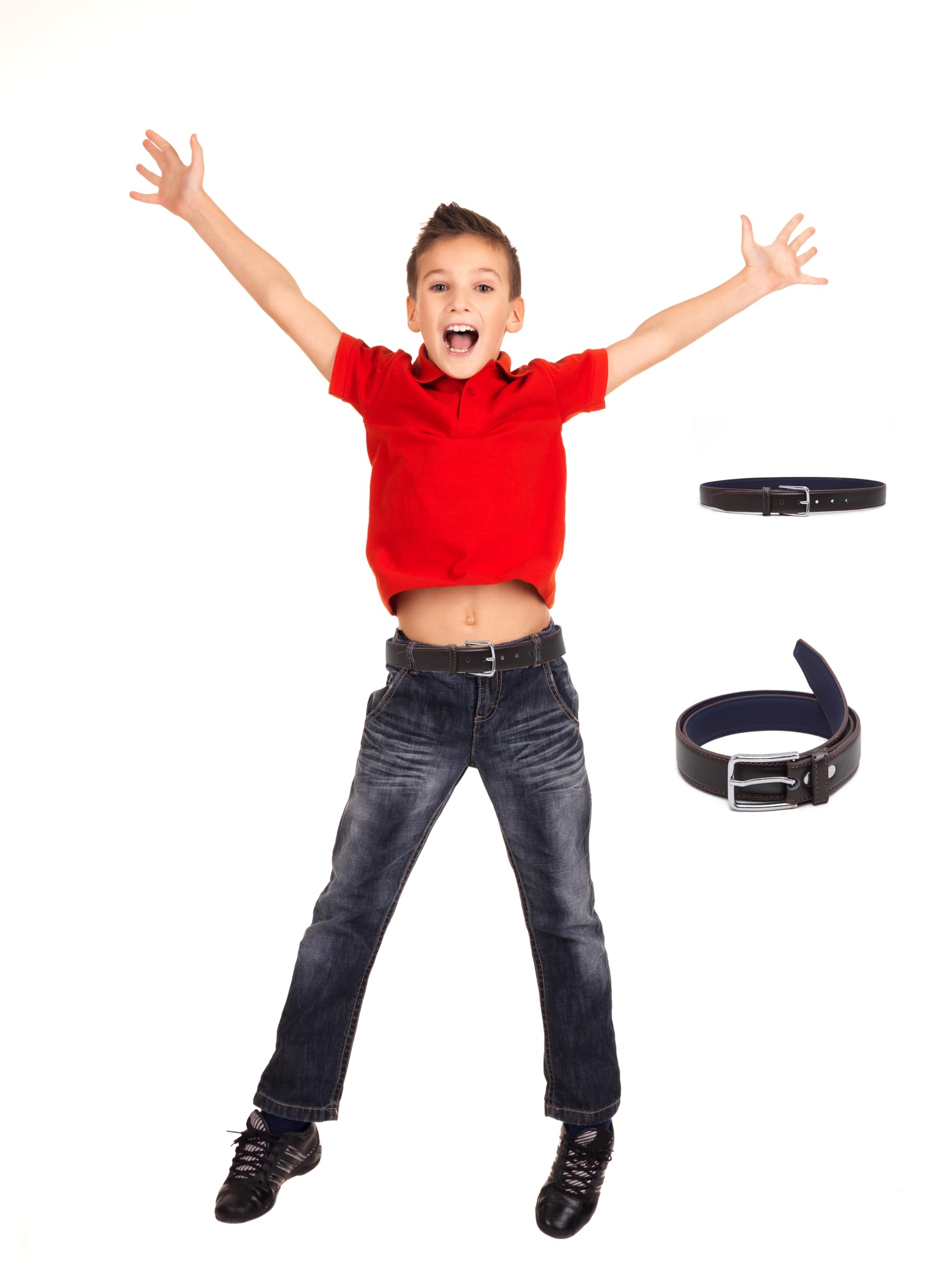 CHILDWAY Unisex Kid's Belt | Formal Belt for Boys and Girls | For Pant Jeans Trouser | Belt for Children (Brown) 1