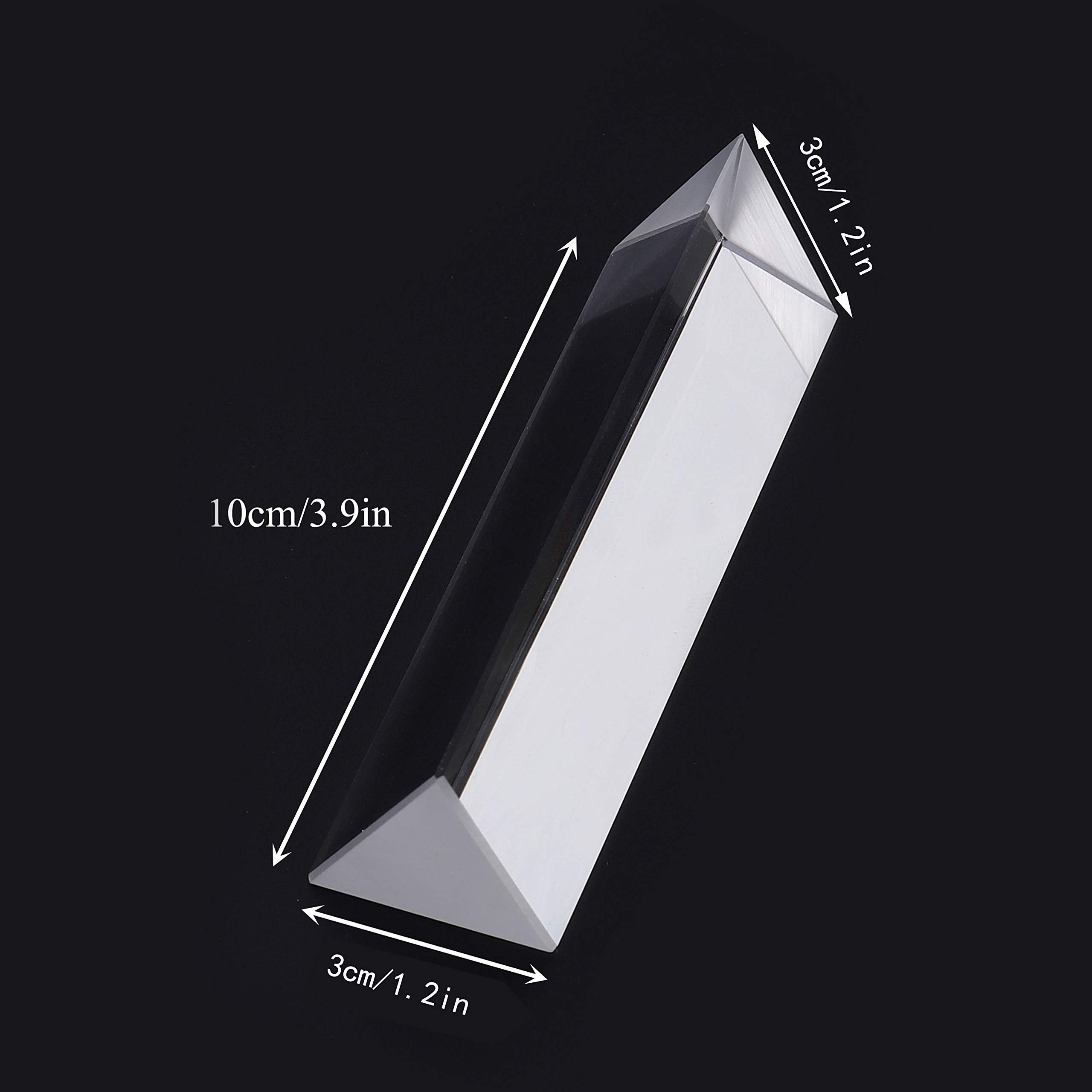Ottico Vetro Prisma Triangolare per Insegnamento Fisica Spettro di Luce e Fotografia 10 * 3 * 3cm
