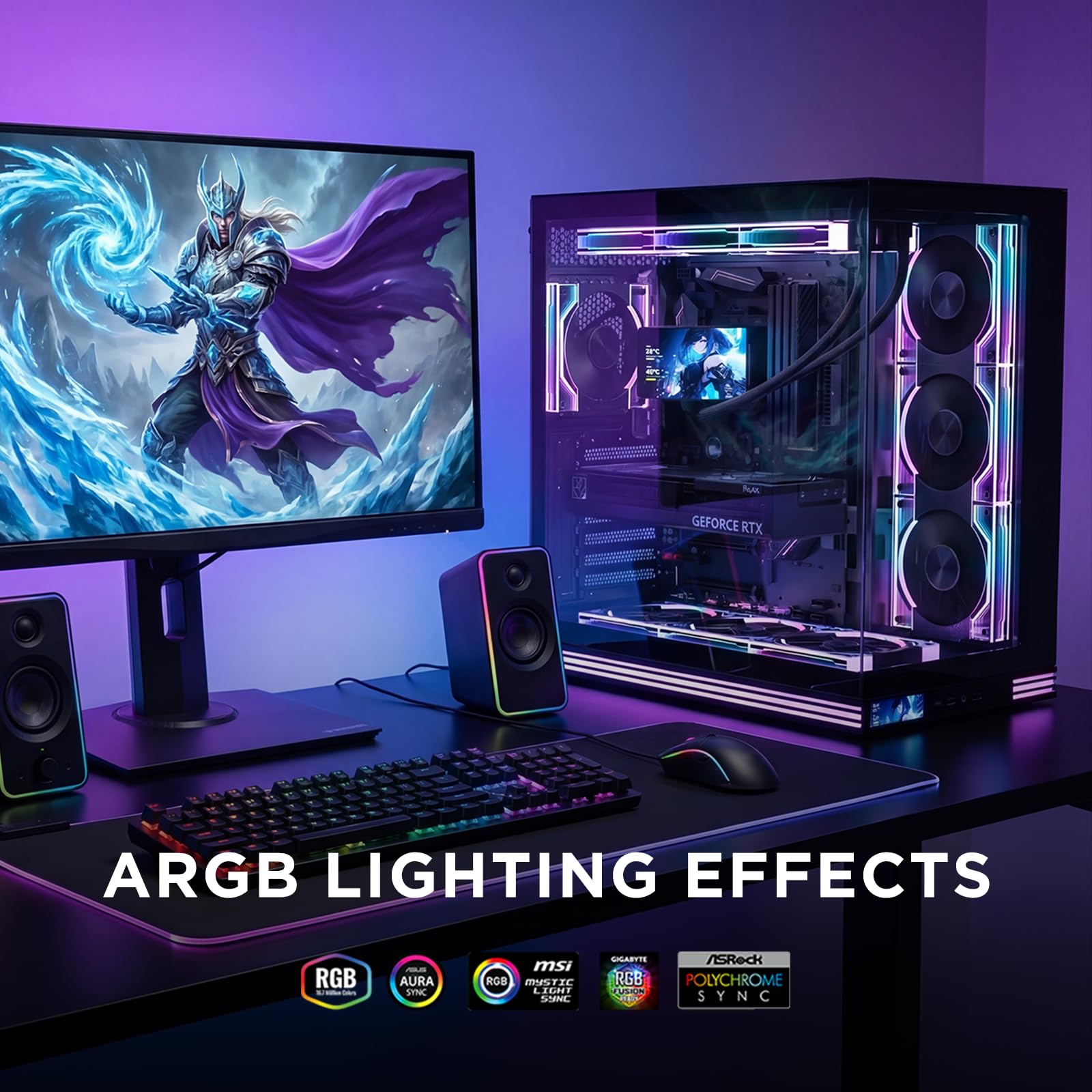 TZMRIT Interstellar-V3 Forward/Reverse Flow Interchangeable RGB PC Fan 120mm Daisy Chain 3Piece with PWM Control and ARGB Effect Black,2000RPM,68.5CFM