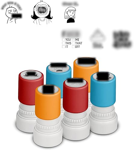 Inky Fingers - Juego de 6 sellos flash de tinta propia, sellos de poco groseros, divertidos sellos novedosos de oficina, regalo de broma,