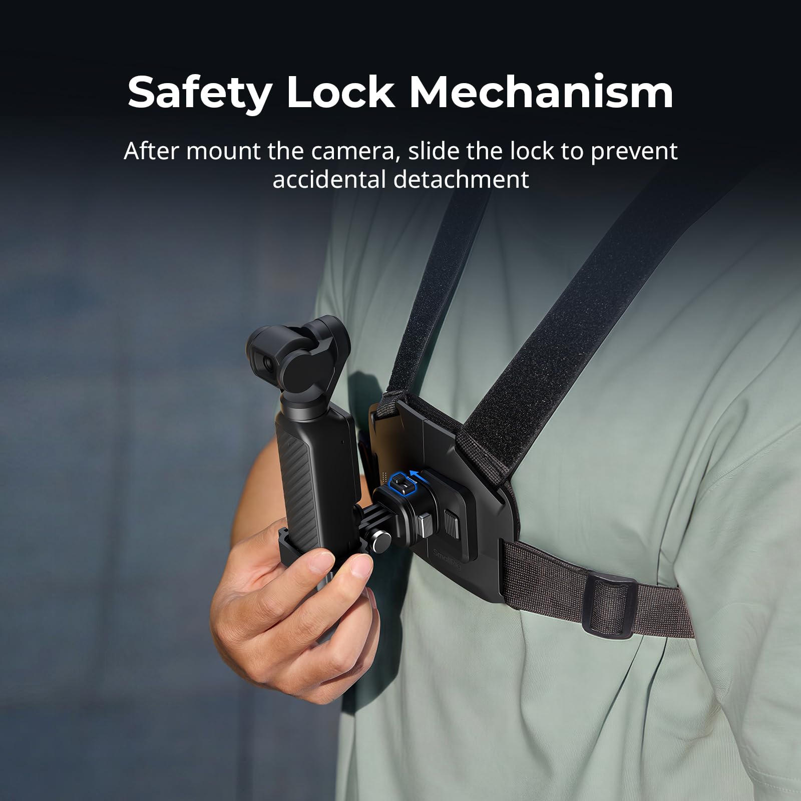 SMALLRIG Supporto pettorale a sgancio rapido con tracolla regolabile e blocco di sicurezza per DJI OSMO Pocket 4 3/Action 6/5 Pro/4/3, per GoPro 13/12/11, per Insta360 Ace Pro 2 e AKASO - 6050